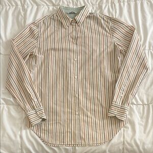 Loro Piana Women's Long Sleeve Stripe Shirt White x green x Brown Sz 42 (US  6)